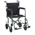 Drive Medical 17 Flyweight Lightweight Transport Wheelchair, Green Frame, Black Chair