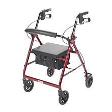 Drive Medical Rollator Rolling Walker with 6 Wheels Fold Up Removable Back Support and Padded Seat
