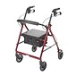 Drive Medical Rollator Rolling Walker with 6" Wheels Fold Up Removable Back Support and Padded Seat Red (R726RD)