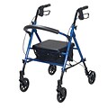 Drive Medical Adjustable Height Rollator with 6 Wheels, Blue