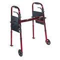 Drive Medical Portable Folding Travel Walker with 5 Wheels and Fold up Legs