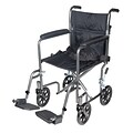 Drive Medical Lightweight Steel Transport Wheelchair Fixed Full Arms 17 Seat (TR37E-SV)