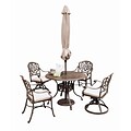 Home Styles 29 Floral Blossom Taupe 5-Piece Dining Set with Umbrella