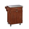 Home Styles 35.5 Solid Wood Natural Asian Hardwood Stainless Steel Top