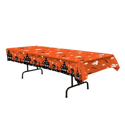 Beistle 54 x 108 Haunted House Tablecover; Orange, 2/Pack