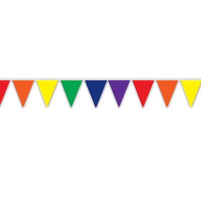 Beistle 10 x 12 Indoor/Outdoor Pennant Banner; Rainbow, 4/Pack