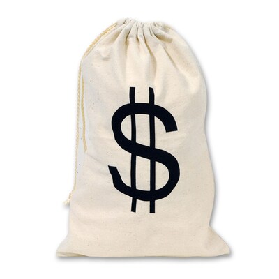 Beistle Big Money Bag, White, 3/Pack (54120)