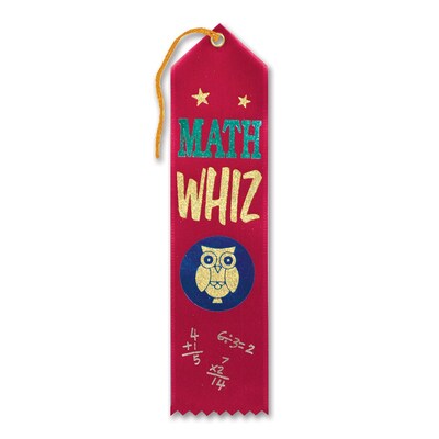 Beistle 2 x 8 Math Whiz Award Ribbon; Red, 9/Pack