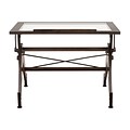 Studio Designs 42W x 30D Wood Aries Glass Top Drafting Table Sonoma
