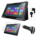 Mgear Accessories Folio Case with Screen Protector, Earphones & Car Charger For Lenovo ThinkPad 2