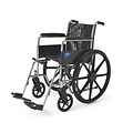 Medline Excel 2000 Standard Wheelchairs, 18 W x 16 D Seat, Permanent Full Length Arm, Fixed Leg
