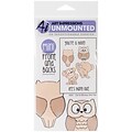Art Impressions 7 x 4 Front-N-Backs Cling Stamp Set, Owl and Monkey