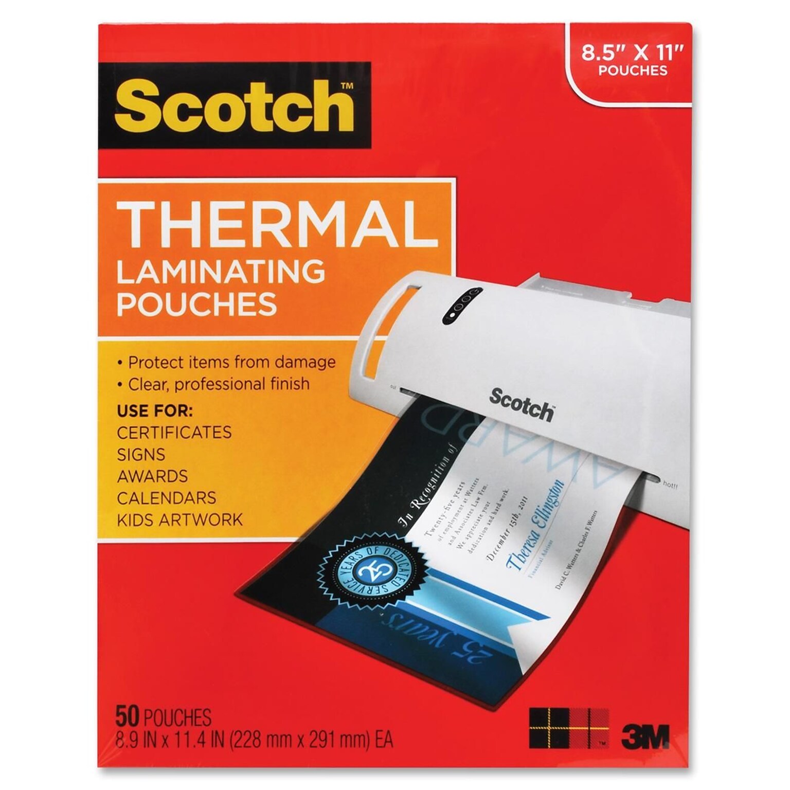 Scotch™ TP3854-50 Thermal Laminating Pouch; 3 mil, Letter size 50/Pack