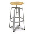 OFM Endure Series Stationary Tall Stool, Polyurethane, Maple Wood with Silver Frame, (920-MPL)