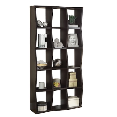 Coaster® Wood Asymmetrical Bookshelf, Cappuccino