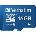 Verbatim® 16GB microSDHC (micro Secure Digital High Capacity) Class 10/UHS-1 Flash Memory Card; Blue
