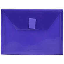 JAM Paper® Plastic Envelopes with Hook & Loop Closure, Index Booklet, 5.5 x 7.5, Purple Poly, 12/P