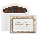 JAM Paper® Thank You Cards Set, Gold Acanthus with Blue Paisley Lined Envelope, 104 Note Cards with 100 Envelopes (52691512BP)