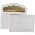 JAM Paper® Thank You Cards Set, Pearl Acanthus with Gold Leaves Lined Envelope, 104 Note Cards with 100 Envelopes (52691522GL)