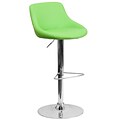 Flash Furniture Contemporary Vinyl Bucket Seat Adjustable Height Barstool, Green w/Chrome Base