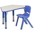 Flash Furniture YU09131TRPTBLBL 21 x 37.75 Plastic Trapezoid Activity Table Set; Blue
