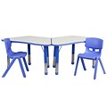 Flash Furniture YU09132TRPTBLBL 21 x 37.75 Plastic Trapezoid Activity Table Set; Blue