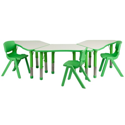 Flash Furniture YU09133TRPTBLGN 21 x 37.75 Plastic Trapezoid Activity Table Set; Green