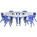 Flash Furniture YU09136TRPTBLBL 21 x 37.75 Plastic Trapezoid Activity Table Set; Blue