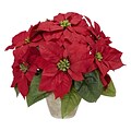 Nearly Natural 1268 Poinsettia in Ceramic Vase, Red