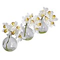 Nearly Natural 4797 Cymbidium with Vase Set of 3, White