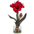 Nearly Natural 4827 Amaryllis with Round Vase, Red