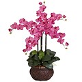 Nearly Natural 1211-DP Phalaenopsis with Vase Floral Arrangements, Dark pink
