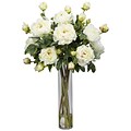 Nearly Natural 1230-WH Peony with Cylinder Floral Arrangements, White