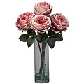 Nearly Natural 1247-PK Fancy Rose with Cylinder Floral Arrangements, Pink