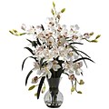 Nearly Natural 1300-WH Large Cymbidium with Vase Floral Arrangements, White