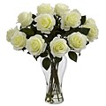 Nearly Natural 1328-WH Blooming Roses Floral Arrangements, White