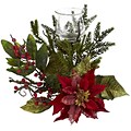 Nearly Natural 4951 Poinsettia Silk Candelabrums, Red