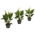 Nearly Natural 4974 Spathyfillum Set of 3 Plant in Planter