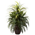 Nearly Natural 6727 Mixed Greens Floor Plant in Decorative Vase