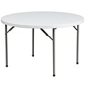 Flash Furniture 48 Plastic Round Folding Table, Granite White, 15/Pack