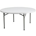 Flash Furniture 59 3/4 Plastic Round Folding Table, Granite White, 25/Pack