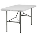 Flash Furniture 60 x 30 Plastic Rectangular Bi-Folding Table; Granite White, 10/Pack