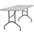 Flash Furniture 72 x 30 Plastic Folding Table; Granite White, 10/Pack