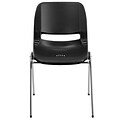 Flash Furniture Hercules Shell Ergonomic Stack Chair With Chrome Frame and 12 Seat, Black, 30/Pack