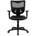 Flash Furniture WL-F061SYG-LEA-A-GG LeatherSoft Mid-Back Task Chair with Adjustable Arms, Black