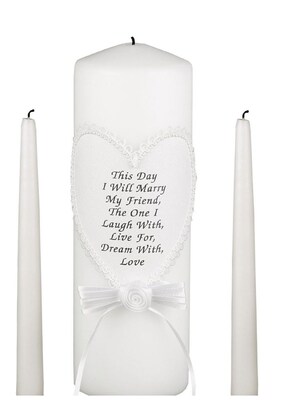 HBH™ This Day I Will Marry My Friend Unity Candle Set, White