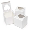 Hortense B. Hewitt Heart-Shaped Window Wedding Favor Cupcake Boxes, White, 24/Pack (82111)