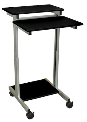 Luxor 24W x 23.6D Steel Mobile Stand-Up Computer Desk Presentation Cart, Black