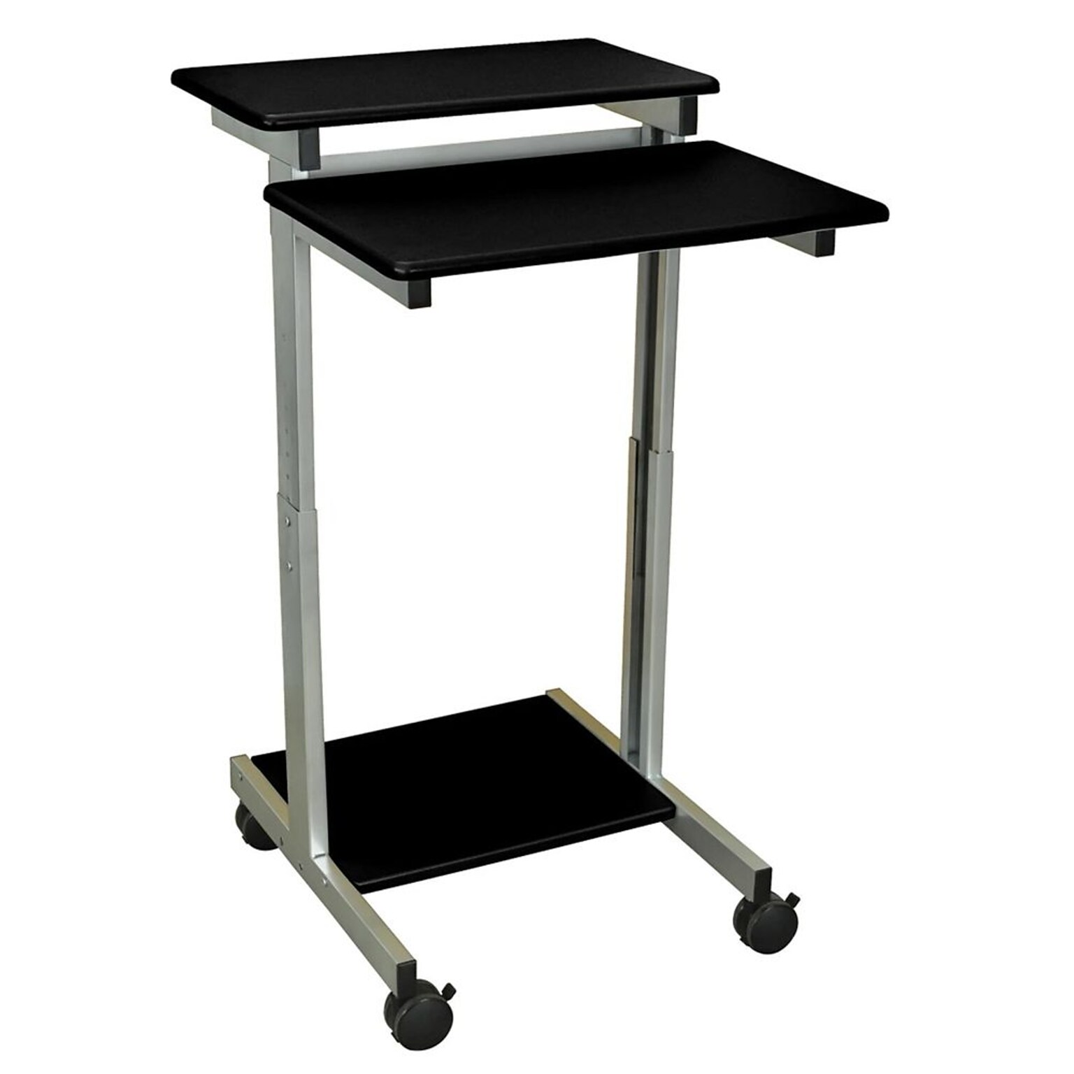 Luxor 24W x 23.6D Steel Mobile Stand-Up Computer Desk Presentation Cart, Black