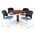 OFM™ 42 Square Cherry Laminate Multi-Purpose Table With 4 Chairs, Cornflower Blue